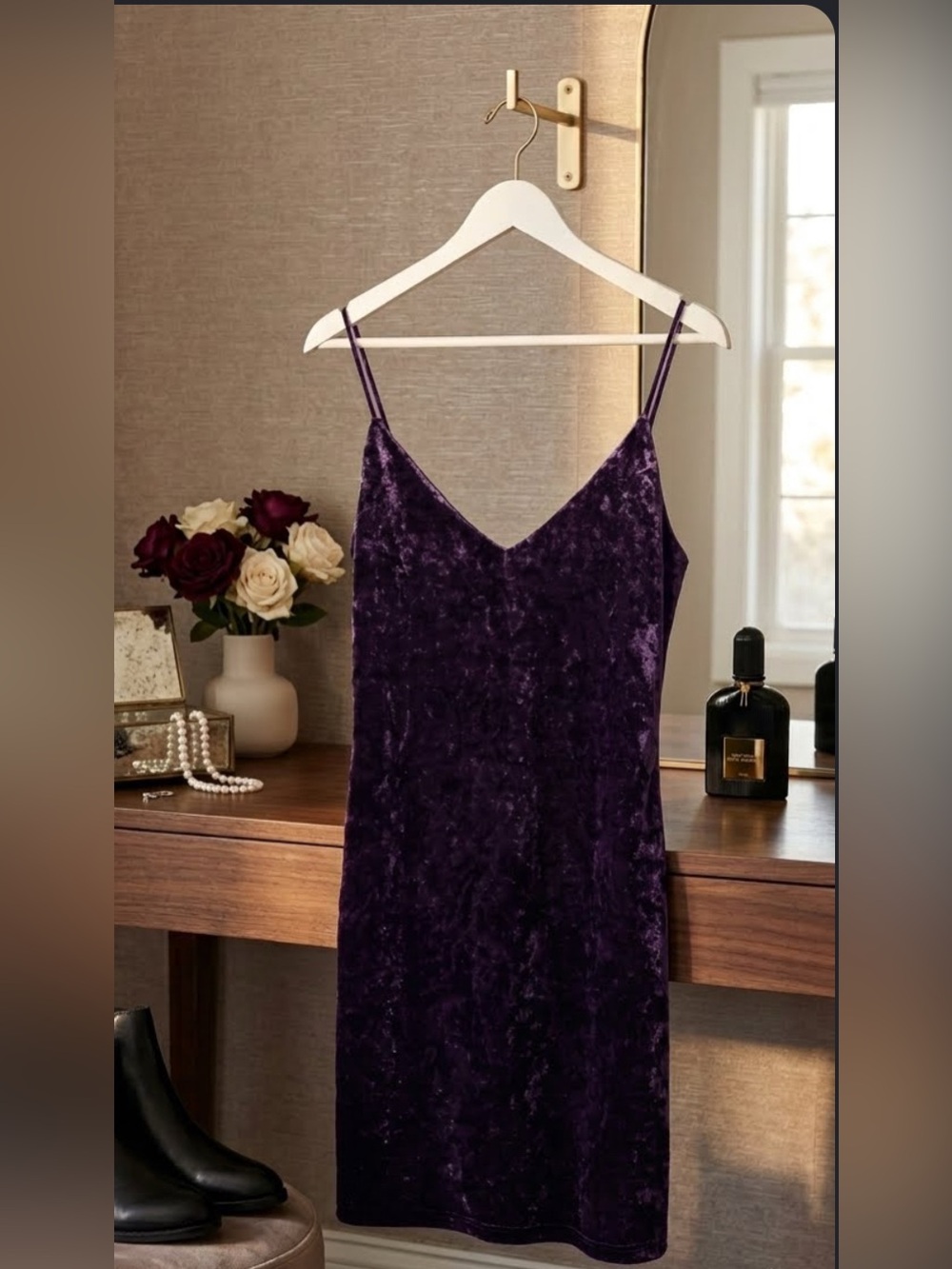 Tyche Deep Purple Velvet Slip Dress